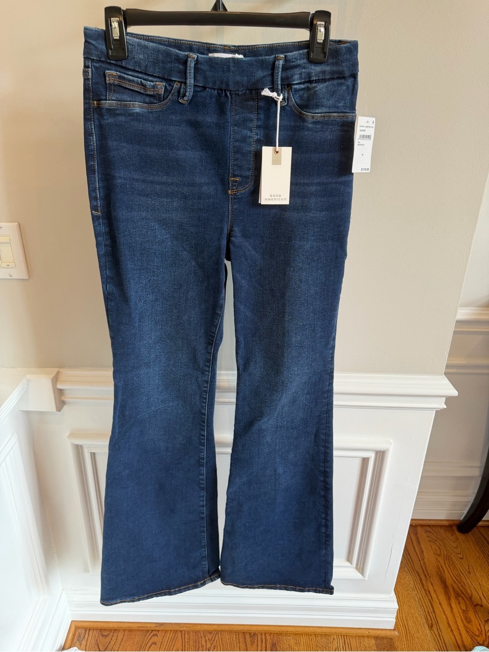 NWT Good American Power Stretch Pull-On Flare Jeans